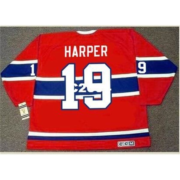 

men #19 terry harper montreal canadiens 1969 ccm vintage away hockey jersey or custom any name or number retro jersey, Black