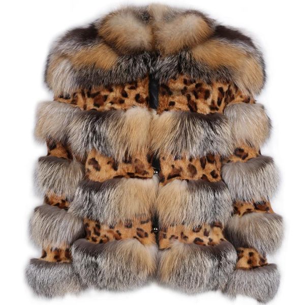 

women's fur & faux real natural women long sleeve jacket, Black