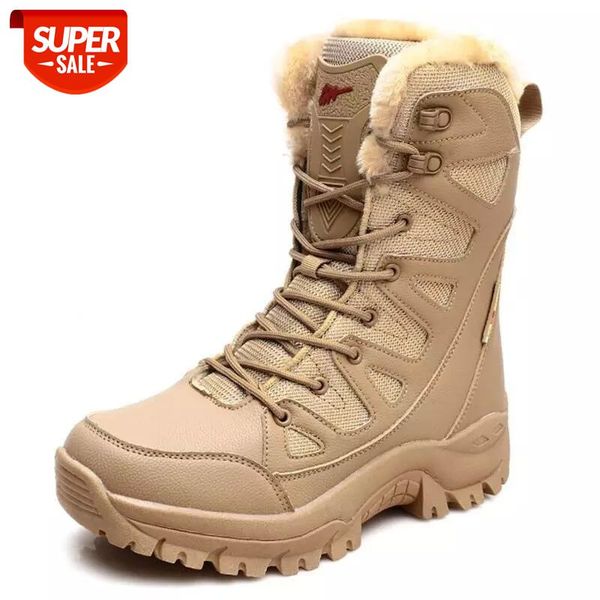 

winter men's boots warm plush couple snow boots special force men's military waterproof desert outdoor hiking #ly36