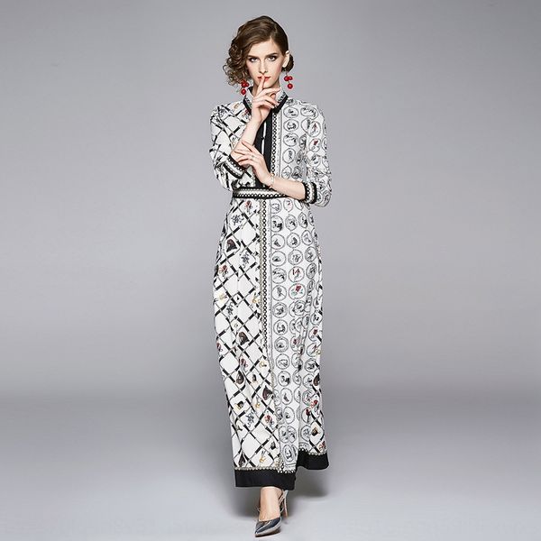 

с длинным рукавом осенью новый стиль женщин нагрудные складку в середине талии платье тонкий ситцевое платье с большим подола styd3, Black;gray