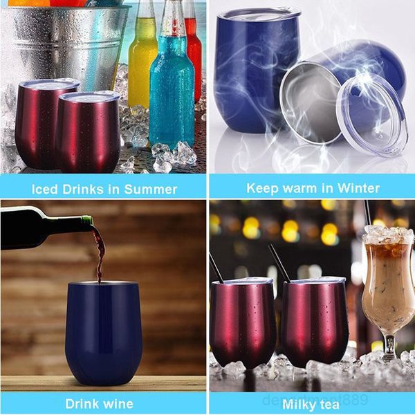 

a-6oz wine glasses stainless steel tumbler colorful egg cups water bottle 2 layer vacuum insulated beer mug champagne coffee mugs dhb609