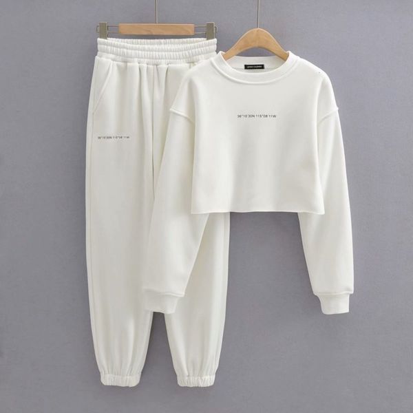 

plush ld open / 2053 hilum loose sweater + sports warm casual pants two piece suit, Gray