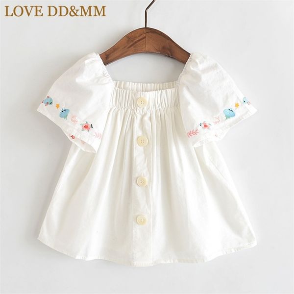 

love dd&mm girls shirts 2020 summer new children's wear girls cute flowers small fish rmbroidery shoulder short-sleeved shirt lj200819, White;black