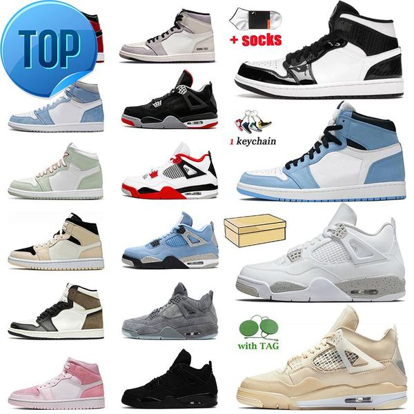 

carbon fiber all -star university blue jumpman 1 1s basketball shoes women men 4 4s white oreo sail infrared bred seafoam digital pink j, Black