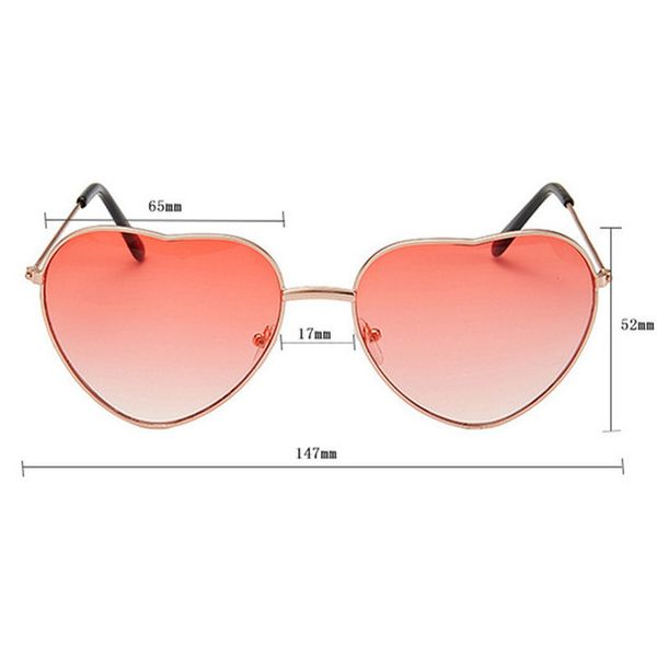 

fashion shaped lens sunglasses red women metal clear heart sun glasses