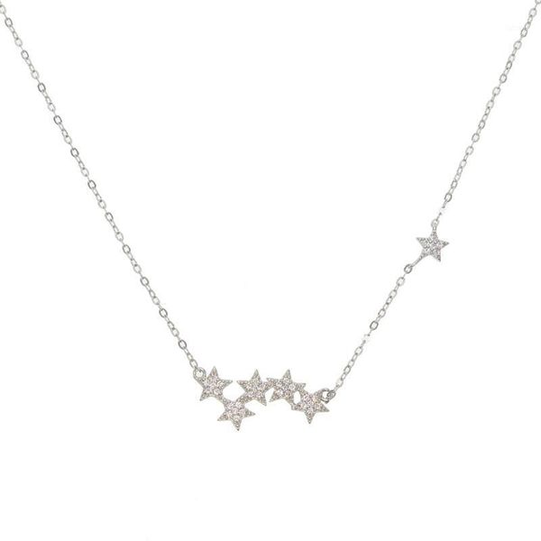 

925 sterling silver cz charm chain 2020 christmas design cute lovely star necklace for girl1
