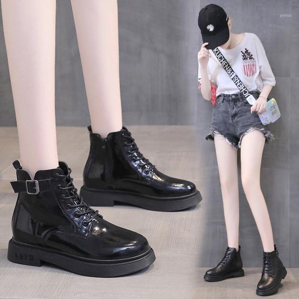 

women's rubber boots round toe autumn shoes booties woman 2020 low heel boots-women winter footwear rain mid-calf mid calf1, Black