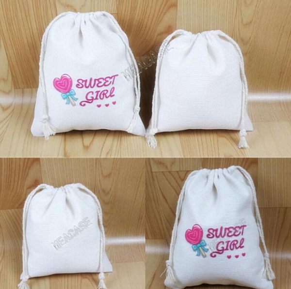 

linen material sublimation drawstring bag christmas candy bag thermal transfer blank wristlets pouch storage package bags new d102907, Black;white