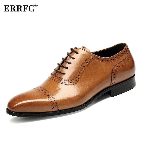 

errfc дизайнер мужчины черный брога площади моды toe узелок желтого офис формальной обувь sewn люди отдых кожа для обуви 37-44, Black