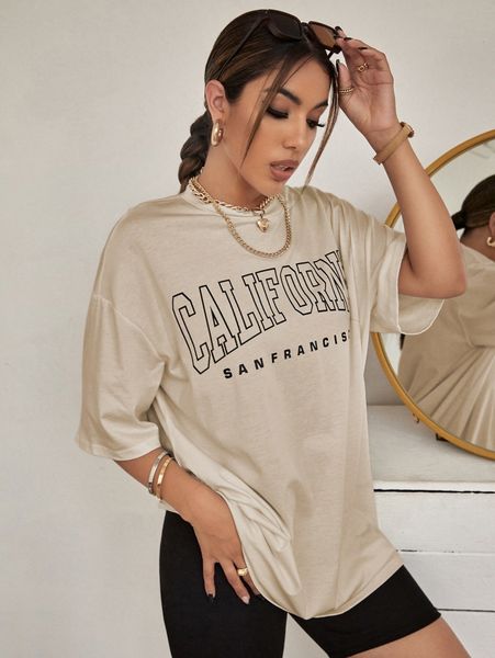 

letter graphic drop shoulder tee u36v#, White