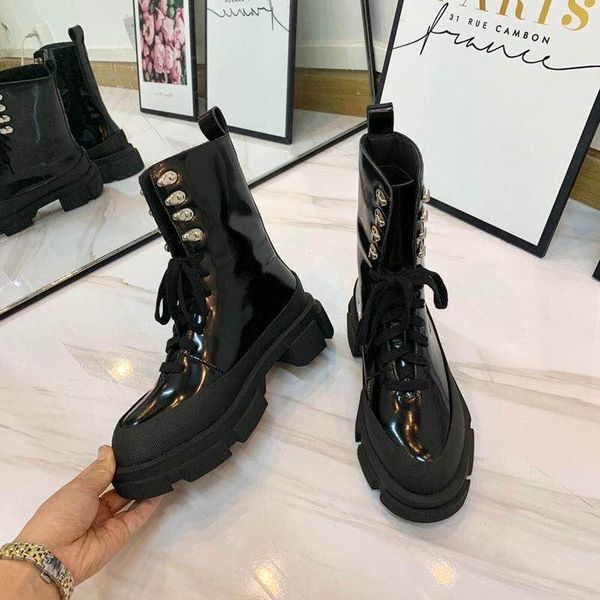 

new autumn and winter black motorcycle boot with strap it's a must-have for fashionistas
