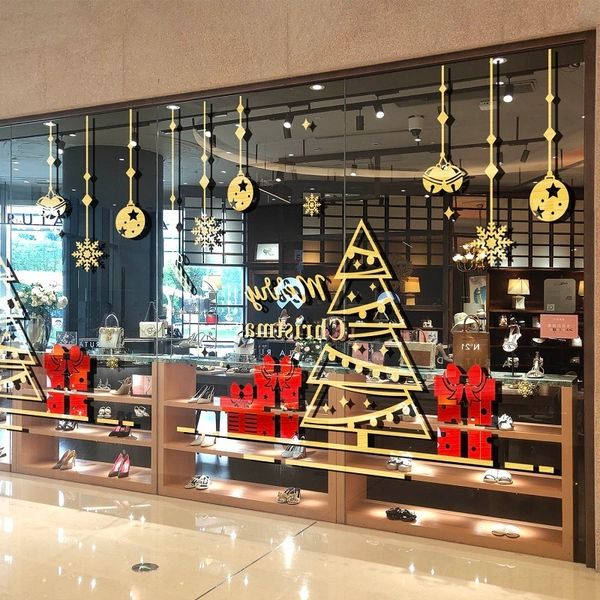 

christmas mall glass sticker storefront restaurant decorative tree scene decoration window decals