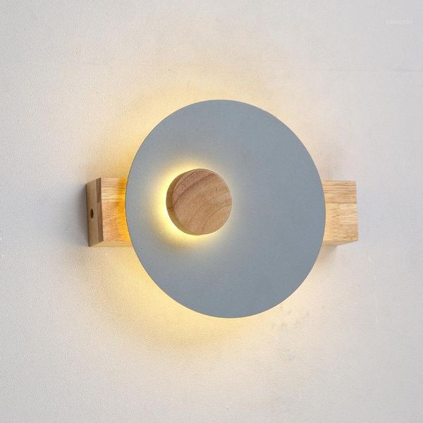 

led bedside wall lamp nordic solid wood aisle corridor wall sconce bedroom living room light ac85-265v indoor lamps1