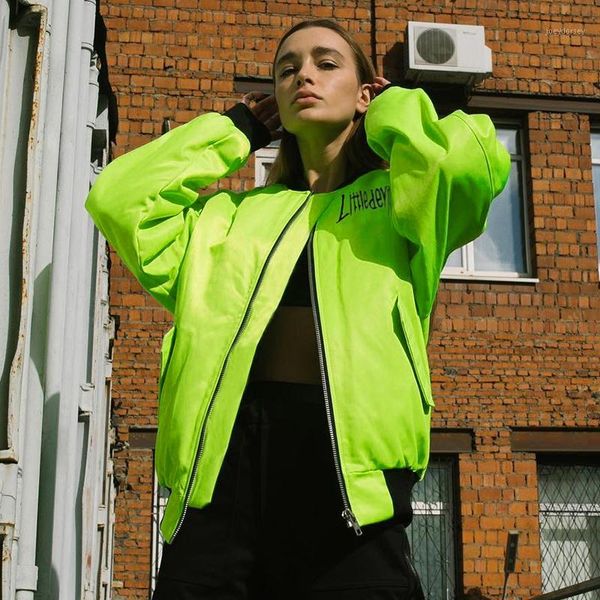 

2019 autumn new women fashion casual o-neck zipper long sleeve woven letter printed streetwear green jacket outerwear 934341, Black;brown