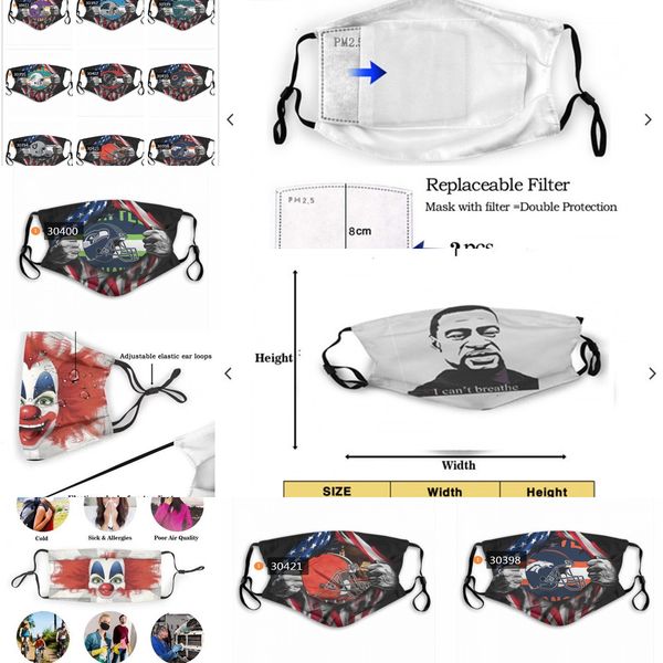 

factoryosqlmen women kid football designer mask rugby team face masks mixed orders washable adjustable reusable with 2pc