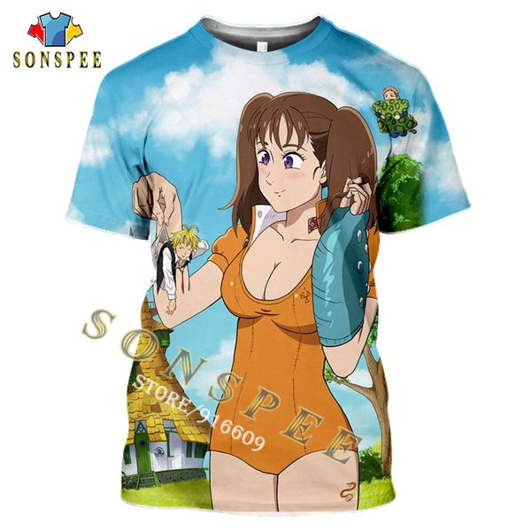 

summer anime the seven deadly sins giant diane 3d print shirts hippie kawaii horror men clothing