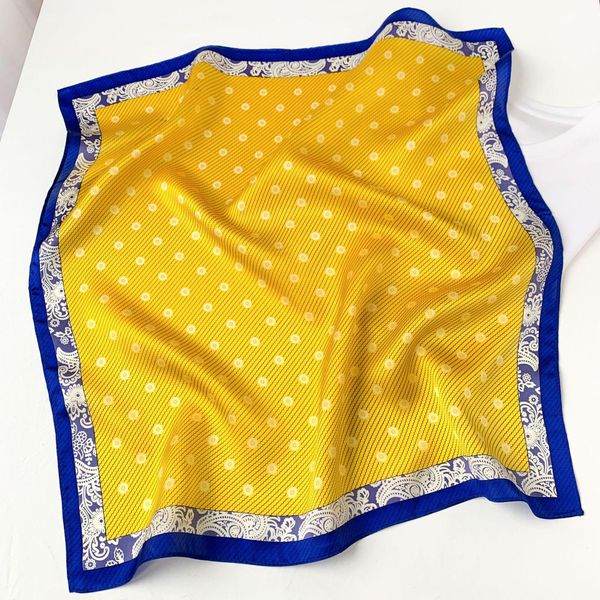

women 100 silk scarf square neck hair band scarves foulard shawls and wraps dot print small neckerchief bandana headband bbylnq bdehome, Blue;gray