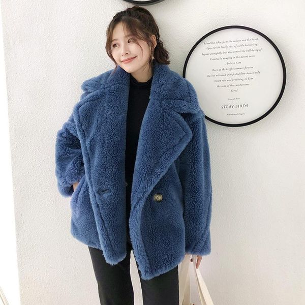 

real fur coat winter jacket women natural fur collar hood 100% wool content woven outerwear teddy polar fleece plush1, Black