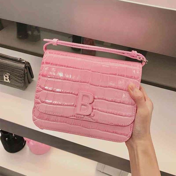 

handbags paul balenciga crocodile designer fashion women's bag pink b button leather tofu one shoulder portable large capacity handbag