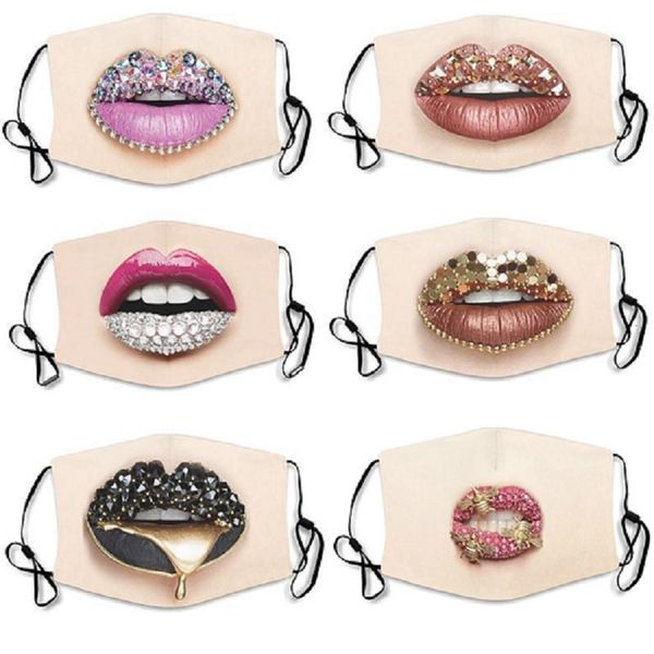

with dhl lips mask shipping pure color diamonds funny personality expression outing sunscreen dustproof adjustable masks