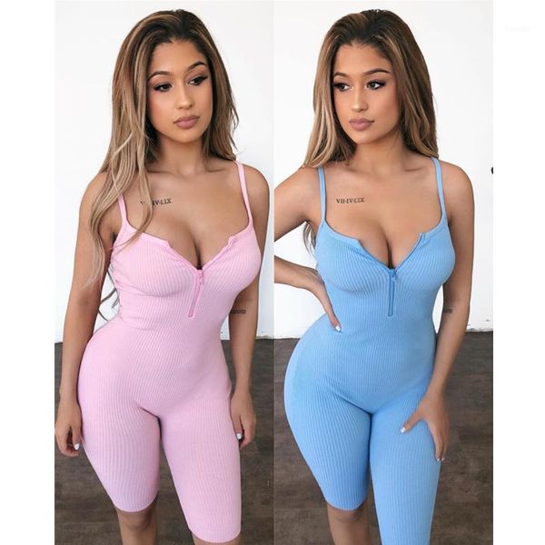 

women's jumpsuits & rompers skinny spaghetti strap sleeveless street woman 2021 bar club bodycon zipper bodysuit body femme playsuits1, Black;white