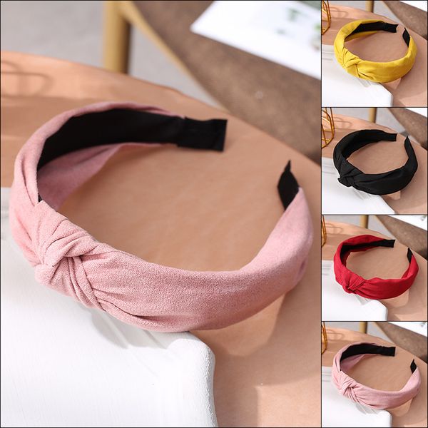 

new fashion cross lady hairband headband turban for women solid color wide plastic hoop bezel girls hair bands accessories