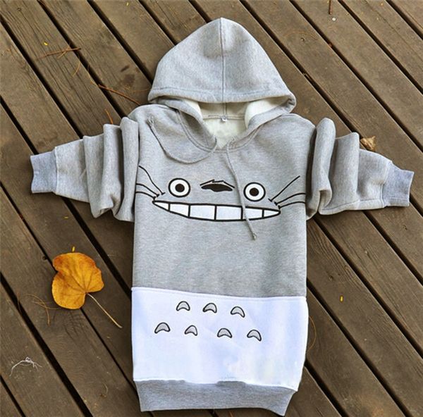 

8oxjt totoro inwvg printed coat long sleeve women cartoon pullover coat pullover for hooded 18 sweater, Black