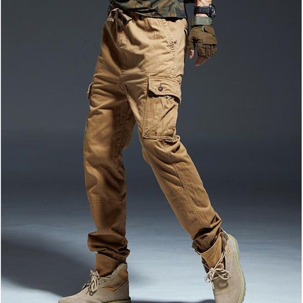 

2021 new cargo men's trousers casual cotton comfy pocket bunches pants leg lhxb, Black;white