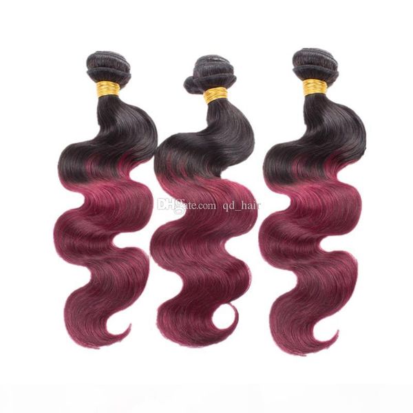 

ombre burgundy pre plucked 360 lace band frontal with hair bundles dark root 1b 99j body wave hair extension with 360 lace frontal, Black;brown