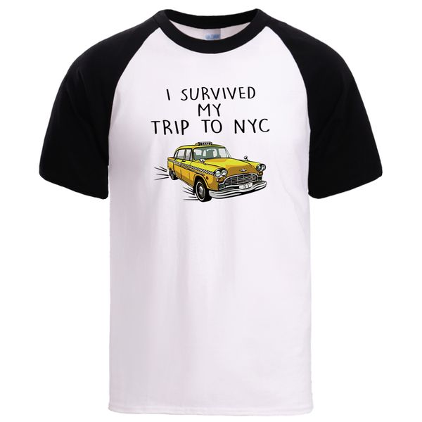 

i survived my trip to nyc letter print tee summer spring tshirt brand raglan black sport hooded sweatshirt hoodie men t shirt