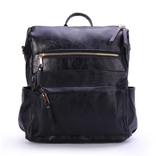 

pu leather fashion maternity nappy changing bag for mother black large capacity fashion diaper bag travel backpack for baby