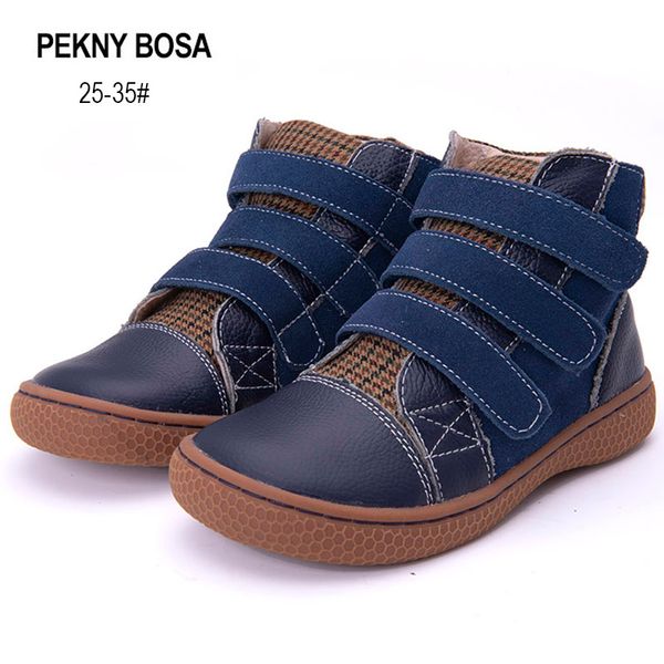 

pekny bosa brand ankle children enfants barefoot shoes kids boy girl blue suede boots leather stitching, Black;grey