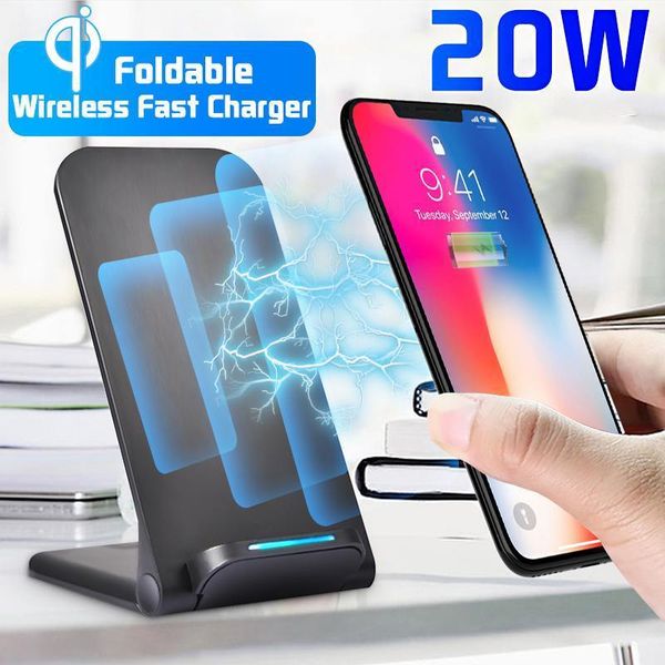 

20w qi wireless charger stand for iphone 11 pro x xs max xr 8 s20 s10 note 10 9 fast charging dock station phone holder