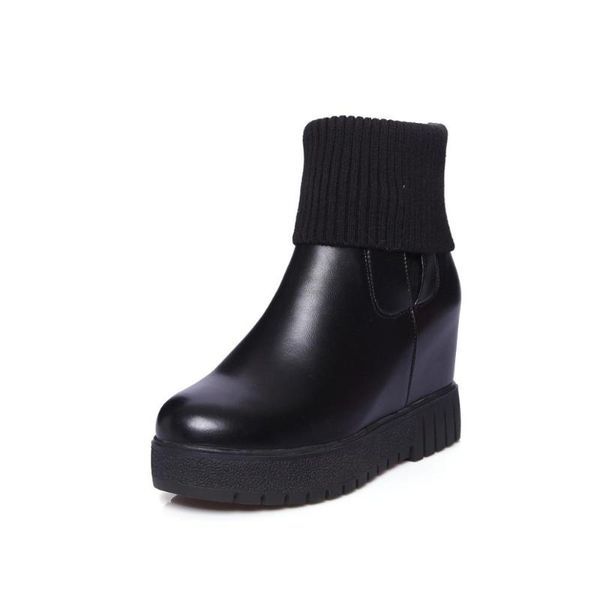 

zipper women boots high heels women's rubber shoes rain booties ladies round toe clogs platform boots-women luxury designer, Black