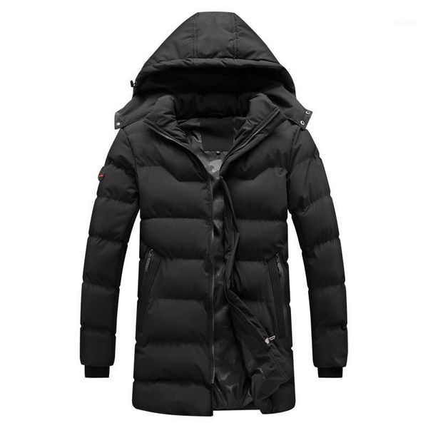 

winter men long hooded warm coat down jacket casual everyday wear warm thick men jacket popular large size1, Black