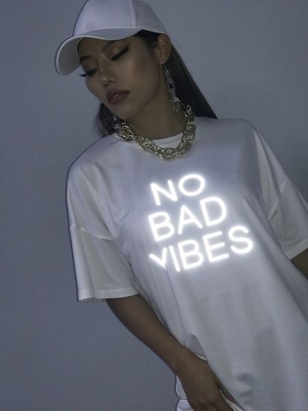 

reflective letter graphic longline tee n9dx#, White