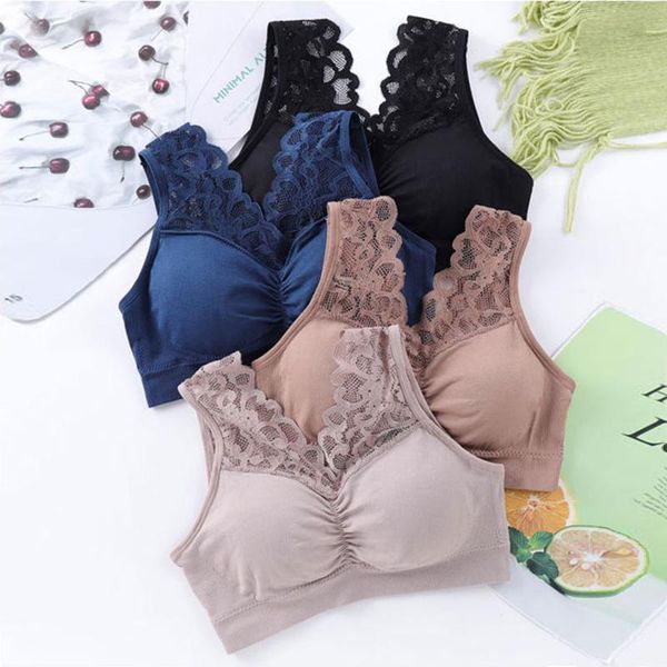

sports comfort bra breathable lace fashion women's bra vest lace brassiere wrap chest wireless underwear underwaist wanita, Red;black