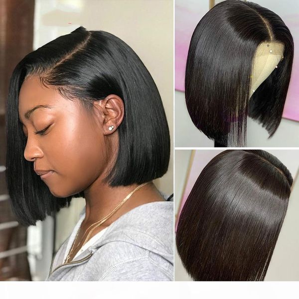 

short bob wigs straight lace front human hair wigs for women pre pluck with baby hair 13x4 bob lace front wigs glueless lace wig, Black;brown