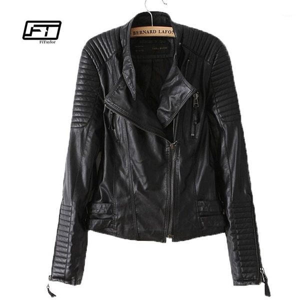 

new autumn winter women pu leather jacket fashion motorcycle coat female rivet long sleeve short design stand collar basic coat1, Black;brown