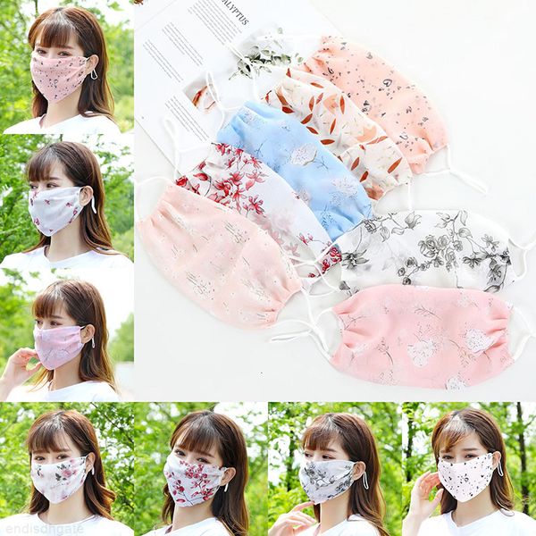 

sun protection designer face masks adjustable chiffon printed uv protection mask summer thin dustproof breathable fashion face mask