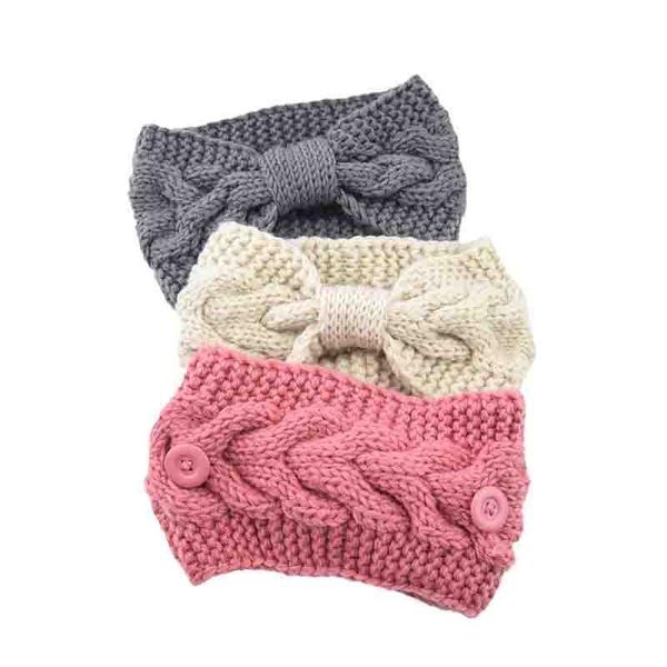 

winter twist knotted ear warmer women button mask holder solid color crochet bow knitted headband turban pink hair accessories q sqcwaq