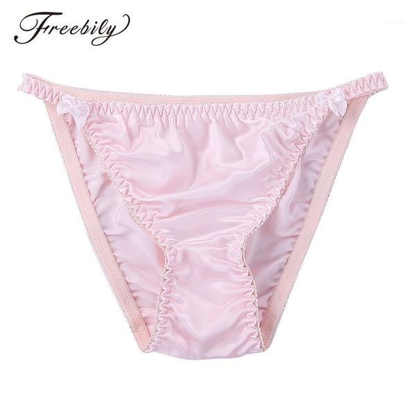 

women's panties women's briefs silk smooth soft underwear woman elastic waistband lingerie low rise high cut pure color underpants, Black;pink