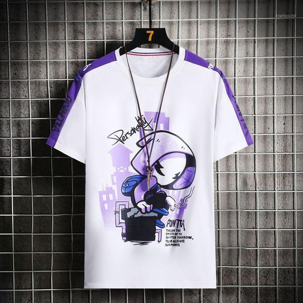 

2020 new arrival men women cartoon printing short sleeve hip hop streetwear fashion patchwork men clothing harajuku 1, White;black