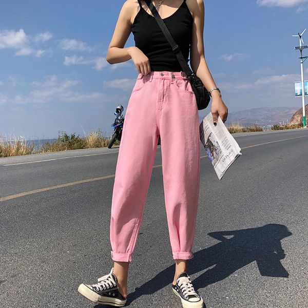 

guuzyuviz casual jeans woman high waist loose denim harem pants mujer plus size chic jeans for women combinaison pantalon femme, Blue