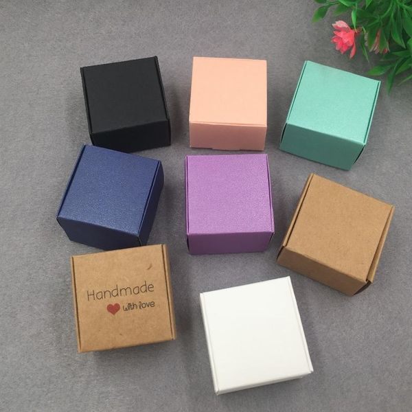 

30pcs/lot 4x4x2.5cm colourful kraft paper jewelry packing small gift box for handmade soap wedding candy sqcthe