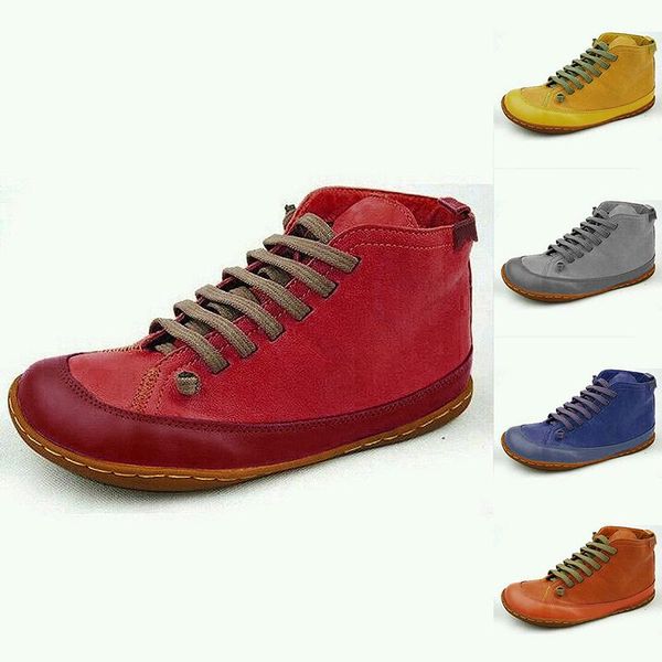 

women winter snow boots pu leather ankle spring flat shoes woman short vintage boots with fur 2020 for women lace up, Black