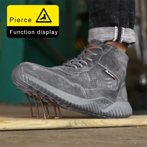 

industrial work boots safety steel toe indestructible shoes men breathable outdoors anti smashing puncture proof security y200915, Black;brown