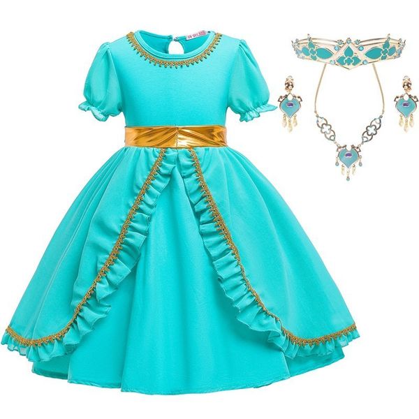 

muababy baby girls jasmine dress up outfits little girl ruffles casual clothes kids birthday halloween party princess costume t200709, Red;yellow