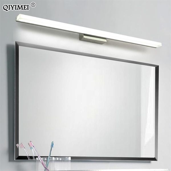 

led mirror light stainless steel ac85-265v modern wall lamp bathroom lights 40cm 60cm 80cm 100cm 120cm wall sconces apliques 1020