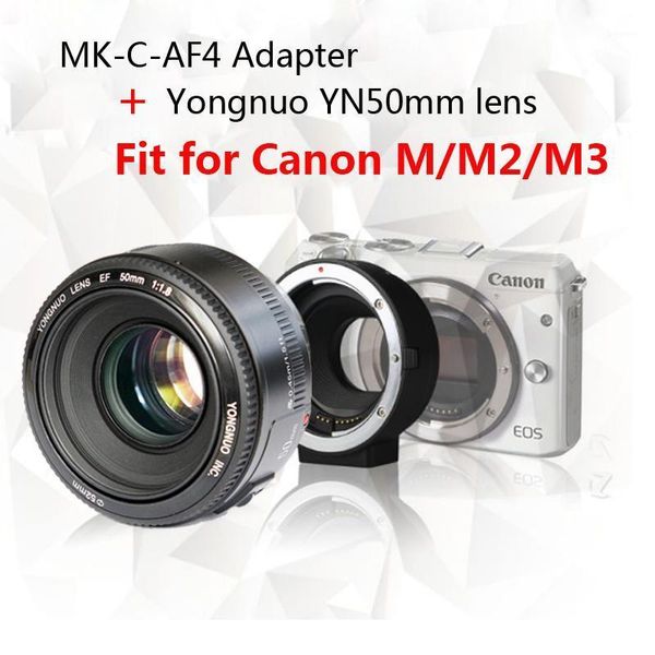 

yongnuo yn50mm f1.8 lens af/mf standard prime lens + meike -c-af4 meike electronic auto focus adapter for canon m m2 m3 camera1